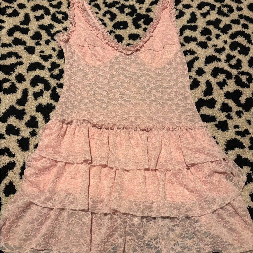 Pink Lace Short Dress